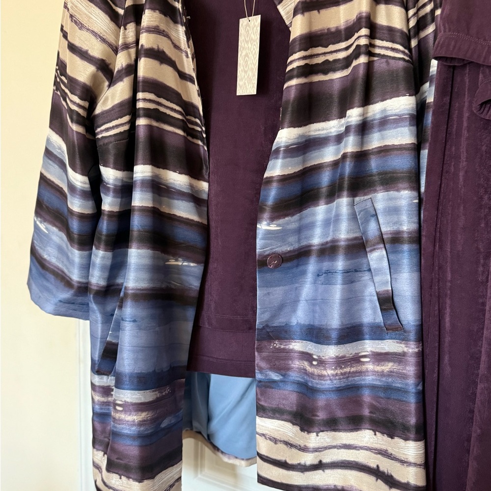 Chico's Purple and Blue Blazer with Gradient Stripes